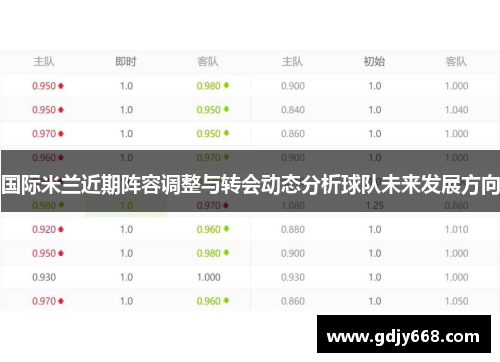 国际米兰近期阵容调整与转会动态分析球队未来发展方向